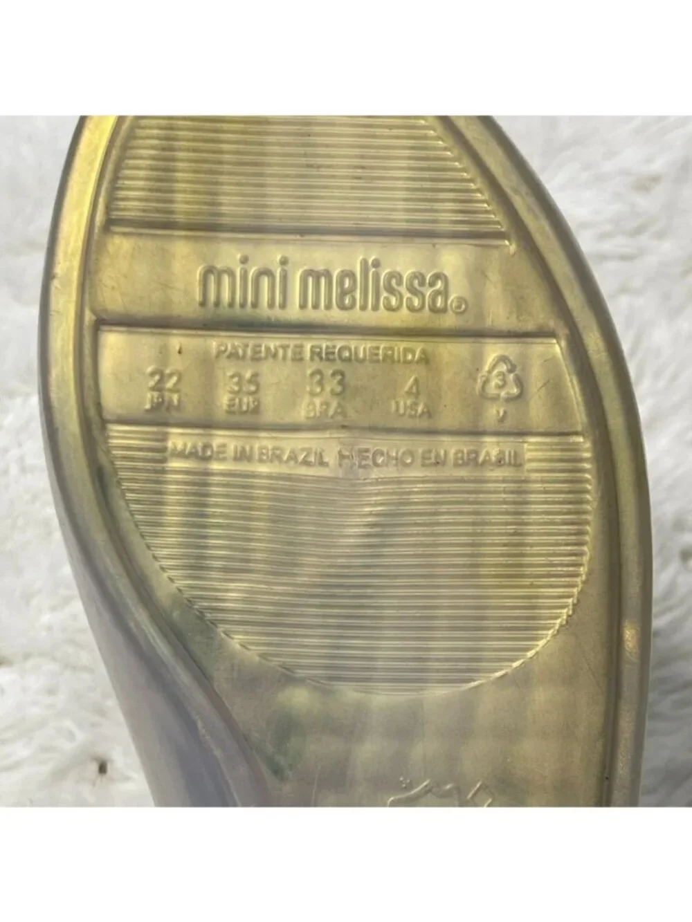 Mini Melissa Sweet Love Fly Butterfly Jelly Flats Pearly Gold Big Kid Size 4 EU
